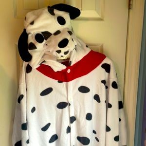 DALMATIAN DOG HALLOWEEN COSTUME OR PAJAMA WARM BUTTON FRONT. RED BLACK AND WHITE